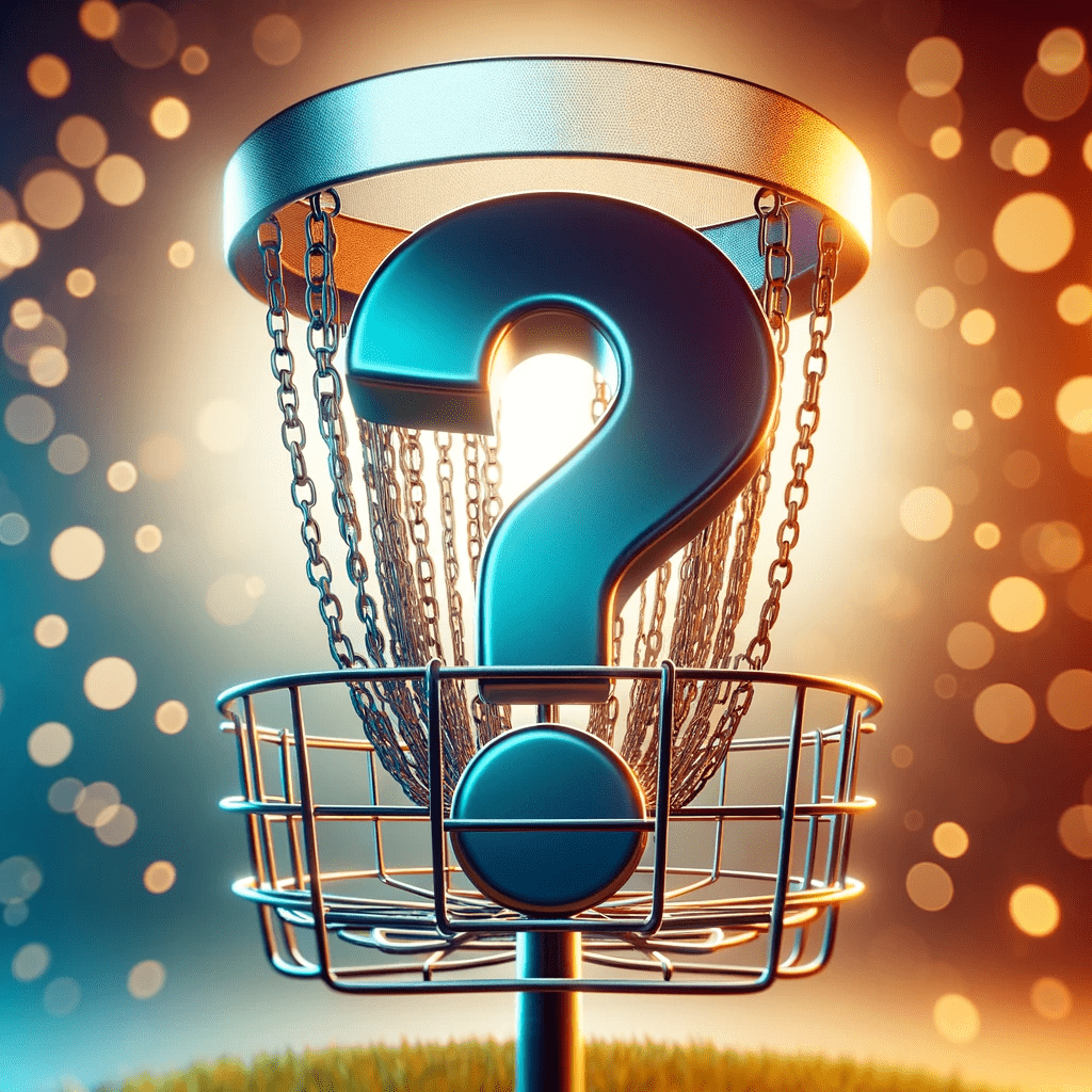 Image: Disc golf award trophy with a question mark